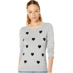 Amazon Essentials - long sleeve lightweight sweater V-neck - grey black hearts